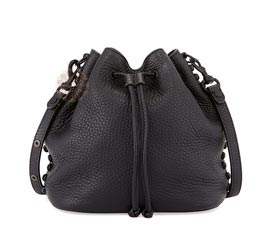 Vogue Crafts and Designs Pvt. Ltd. manufactures Black Drawstring Leather Bag at wholesale price.